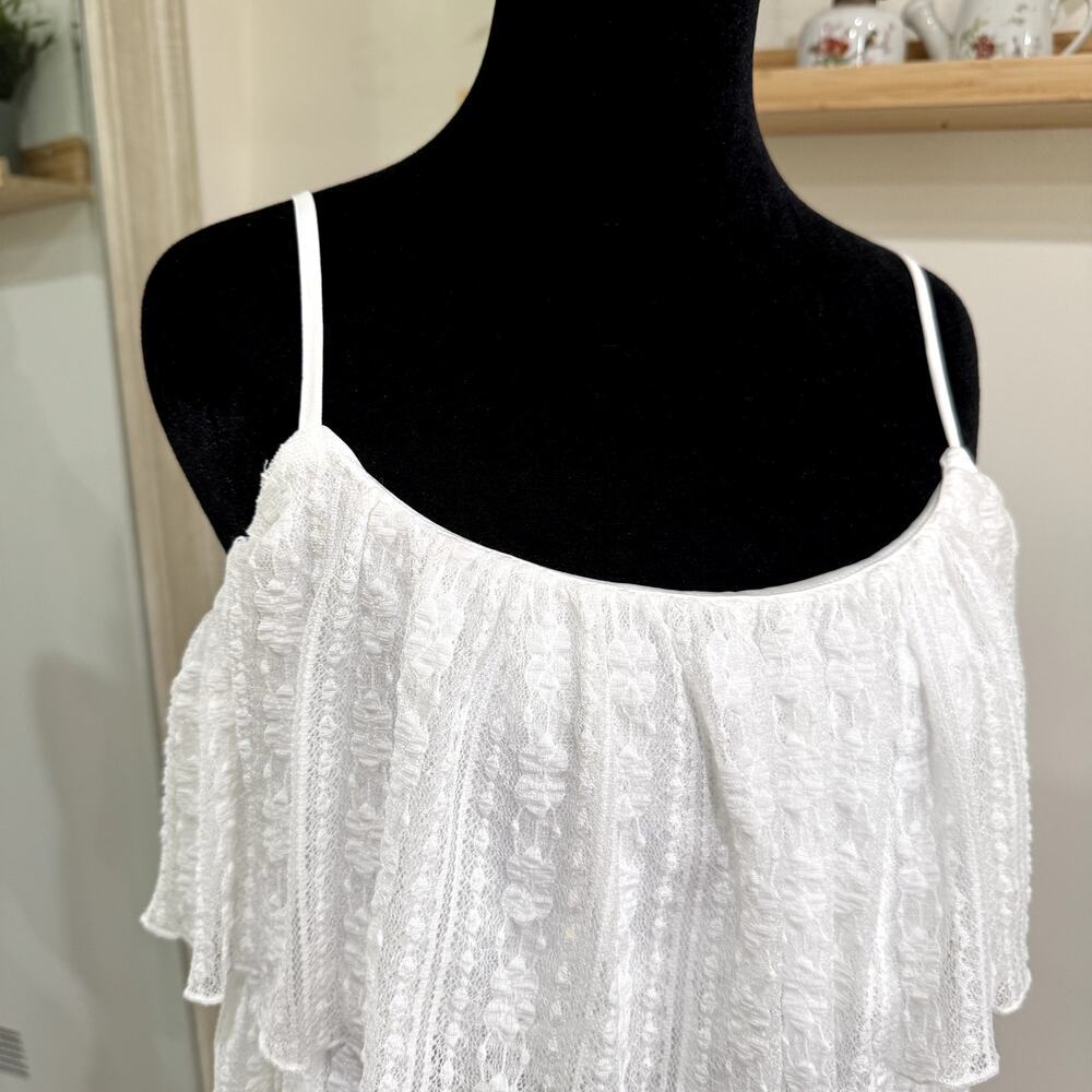 Lush Tiered Lace Cami Tank in Ivory White Women's Size Medium EUC - Picture 3 of 5